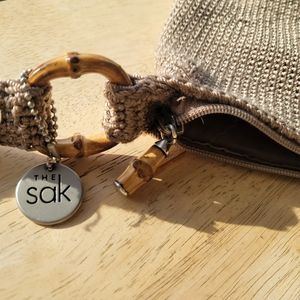 The Sak Beige knit handbag